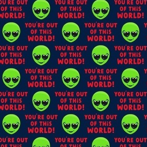 You're out of this world! - Alien UFO Valentine's - red/blue - LAD21
