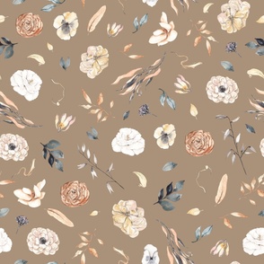 Ephemeral Bronze Floral mini on taupe