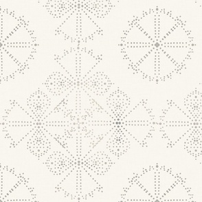 Delicate Dotty Fans - Cream and Gray with Linen texture