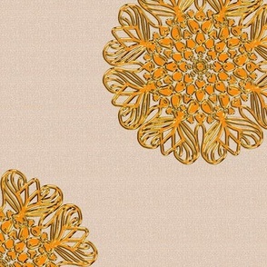 Bee and Blossom Kaleidoscope Orange on Beige