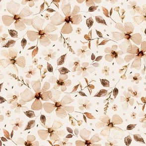 Brown Floral Fabric, Wallpaper and Home Decor | Spoonflower