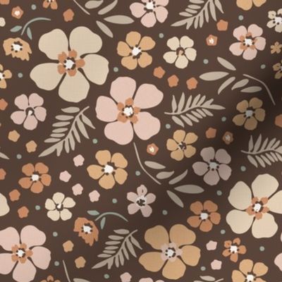 Boho floral, brown