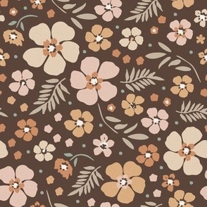 Boho floral, brown