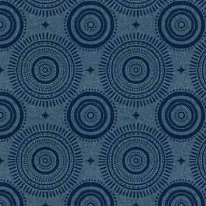 (small scale) boho geometric - mandala bohemian decor - blue - LAD21