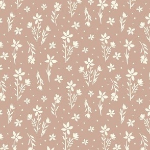 Wildflower, ditsy, floral, dusky, pink