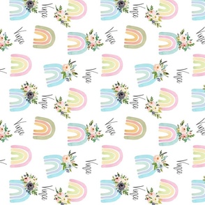 2" blush floral watercolor rainbow on white personalized - Vince rotated