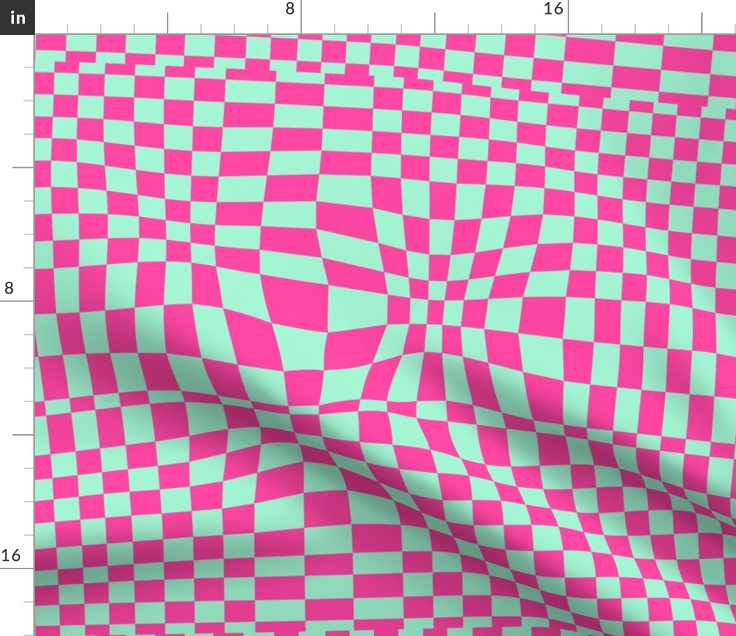 Spring collection Checker Distort Hot Pink and Mint
