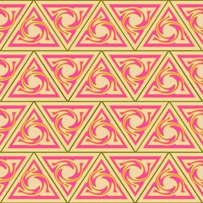 Spring collection Triangles and swirls Hot Pink and Sand