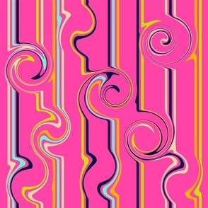 Spring collection Stripes and swirls Hot pink
