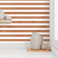 Watercolor French Breton stripes basic striped  texture with painted strokes burnt orange caramel terracotta rust  on white