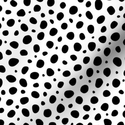 Medium  Scale White and Black Polka Dots Print