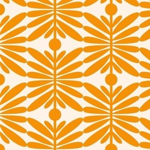 3" Motif Medium / Leaf Dot Stripe / Orange on Cream (d)