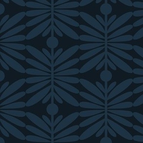 3" Motif Medium / Leaf Dot Stripe / Navy Blue (a)