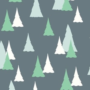 Christmas Trees slate grey blue green by Jac Slade