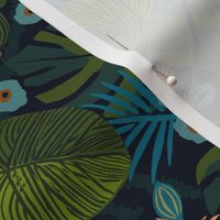 Moody Tropical Floral - Blue Navy Teal - Small