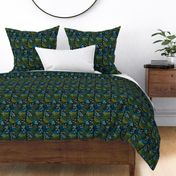 Moody Tropical Floral - Blue Navy Teal - Small