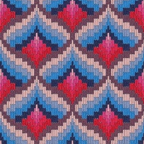 Cosy Wooly Flame Stitch Needlepoint - Pinks & Blues