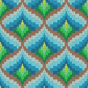 Cosy Wooly Flame Stitch Needlepoint - Blues & Greens