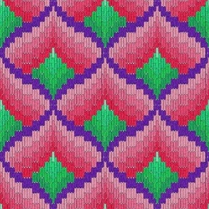 Cosy Wooly Flame Stitch Needlepoint - Pinks & Greens
