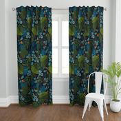 Moody Tropical Floral - Blue Navy Teal - XL Jumbo