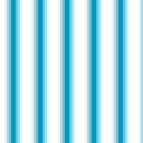 Caribbean Blue Wide Gradient Stripes on White