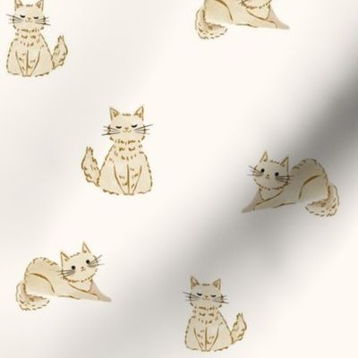 ditsy cute kittens in cornsilk beige