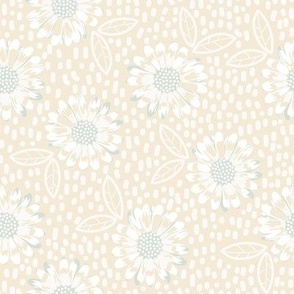 Pale Pastel Daisies in Cream and Pale Blue