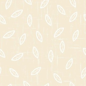 Boho Leaves Cream Linen Background