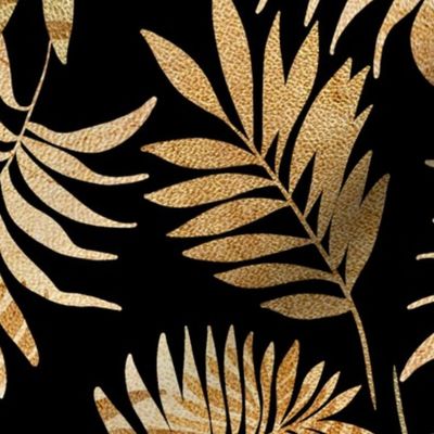 Gold and black tropical leaves 