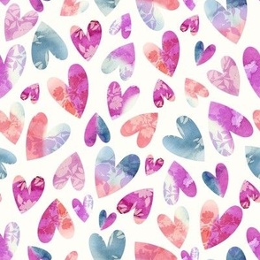Colorful floral, love, hearts