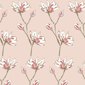 Magnolia Blossom Nr. 2 on  blush - Large / Wallpaper