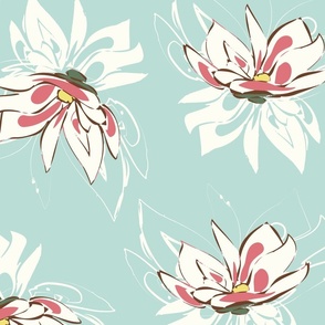 Magnolia Blossom Nr. 3  on light blue - Large / Wallpaper