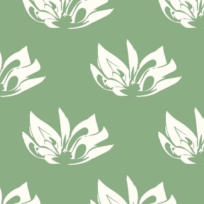 Magnolia Blossom Nr. 4 in natural color on green-Large / Wallpaper