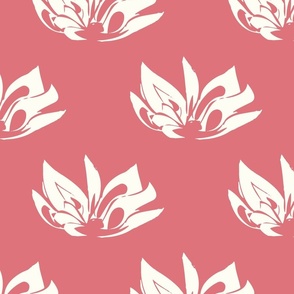 Magnolia Blossom Nr. 4 in natural color on coral-Large / Wallpaper