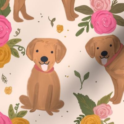 Golden Retriever cute dog lover Boho Florals