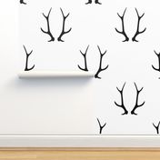 2" black antlers on white