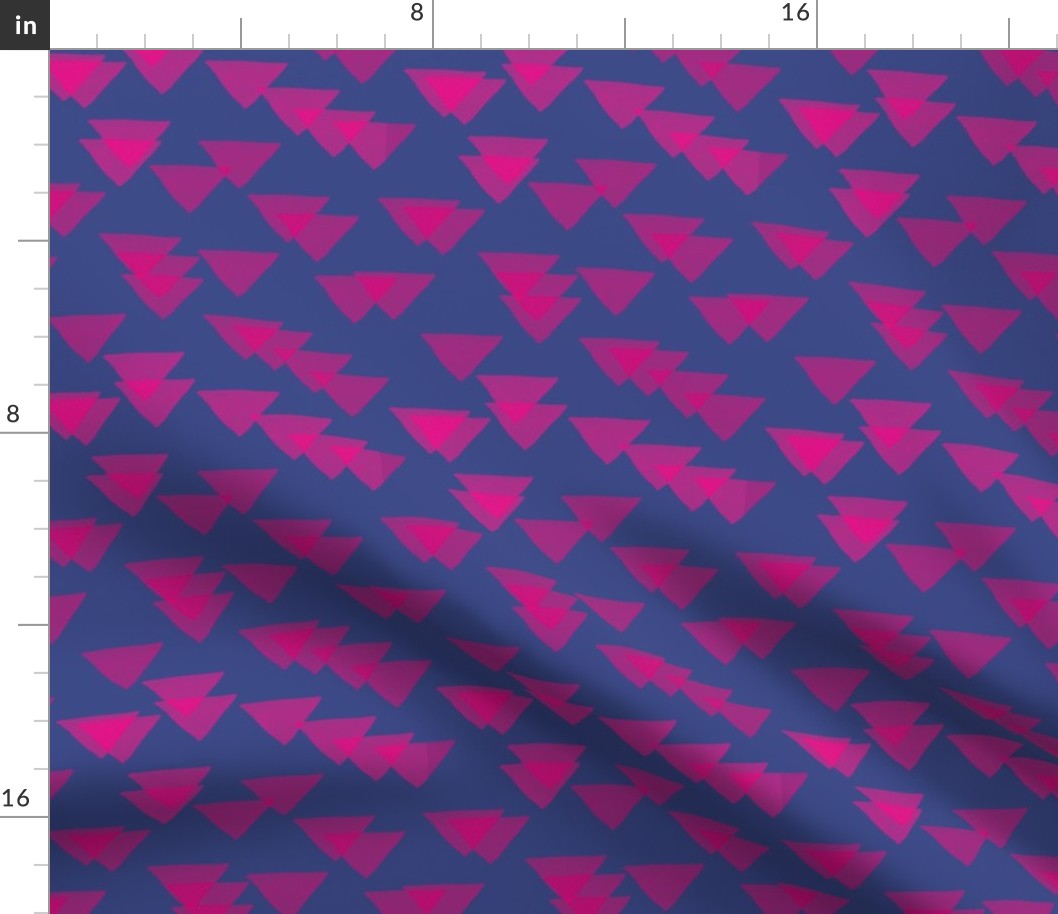 hot pink triangles on blue purple