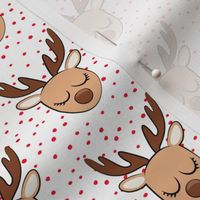 (2" scale) Cute Reindeer - Christmas Holiday fabric - red polka dots - C21