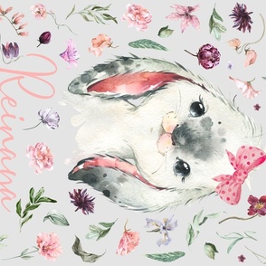 27x18" custom name floral bunny