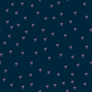 pink hearts on dark blue - small