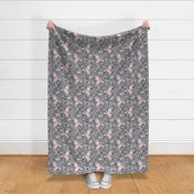 spring ballerina floral bunny on stone gray