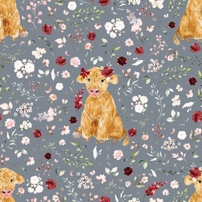 baby highland floral on stone gray