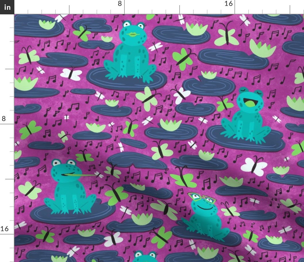 Happy singing frogs - pink- large scale