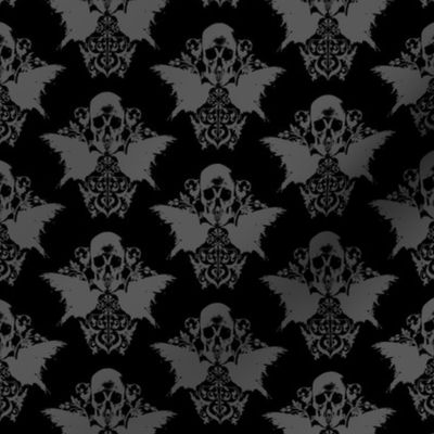 Skull and Raven Damask