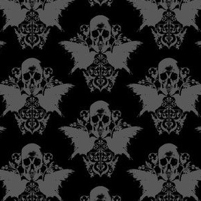 Skull and Raven Damask