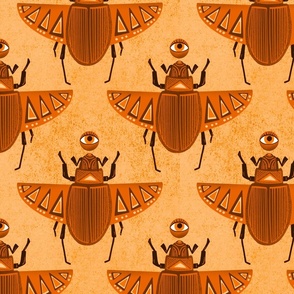 Orange Scarab Beetle Wallpaper Fabric 