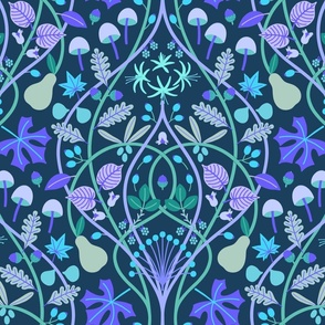 Art Nouveau Fall Botanica in midnight ultraviolet XL wallpaper scale by Pippa Shaw