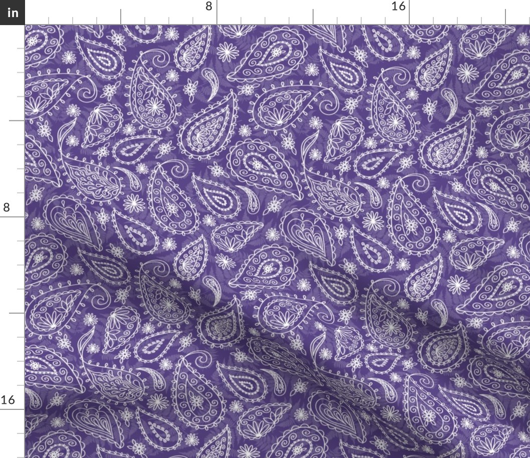 Paisleys White on Grape Purple Texture