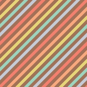 Diagonal Thin Stripe - Brown Multi Color