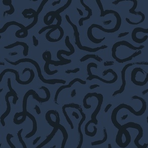 Dark blue doodles on navy